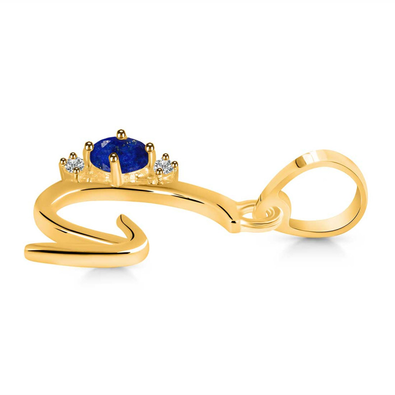 Lapis & White Topaz Alphabet G Pendant LLP-RDA-7.
