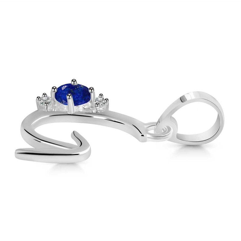 Lapis & White Topaz Alphabet G Pendant