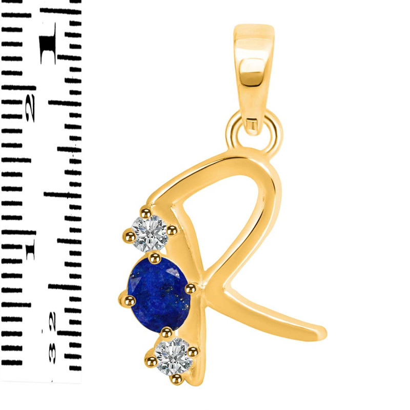 Lapis & White Topaz Alphabet R Pendant LLP-RDA-70.