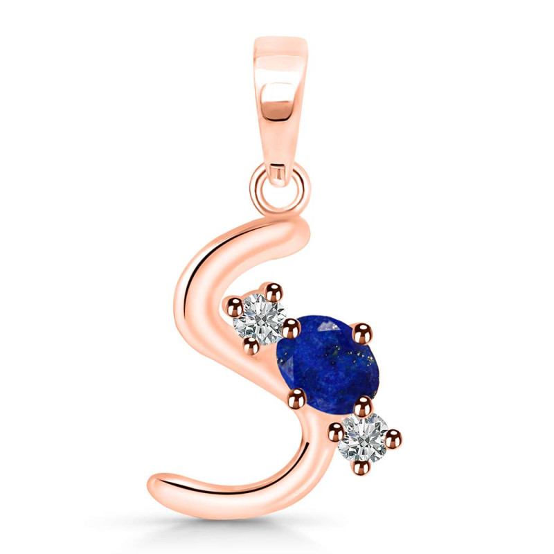 Lapis & White Topaz Alphabet S Pendant LLP-RDA-71.