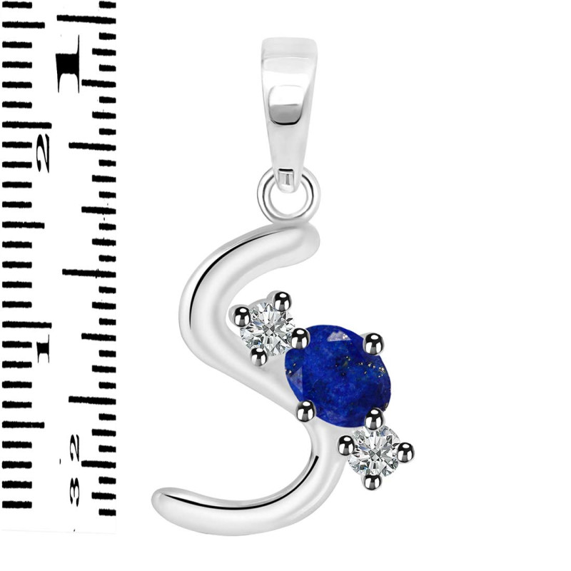 Lapis & White Topaz Alphabet S Pendant LLP-RDA-71.