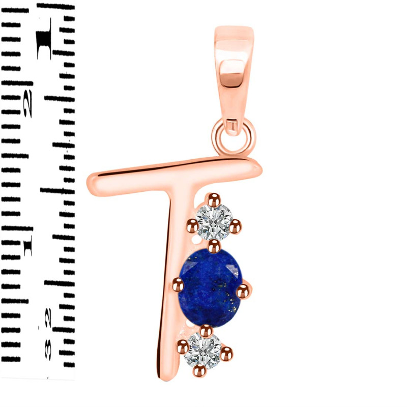 Lapis & White Topaz Alphabet T Pendant LLP-RDA-72.