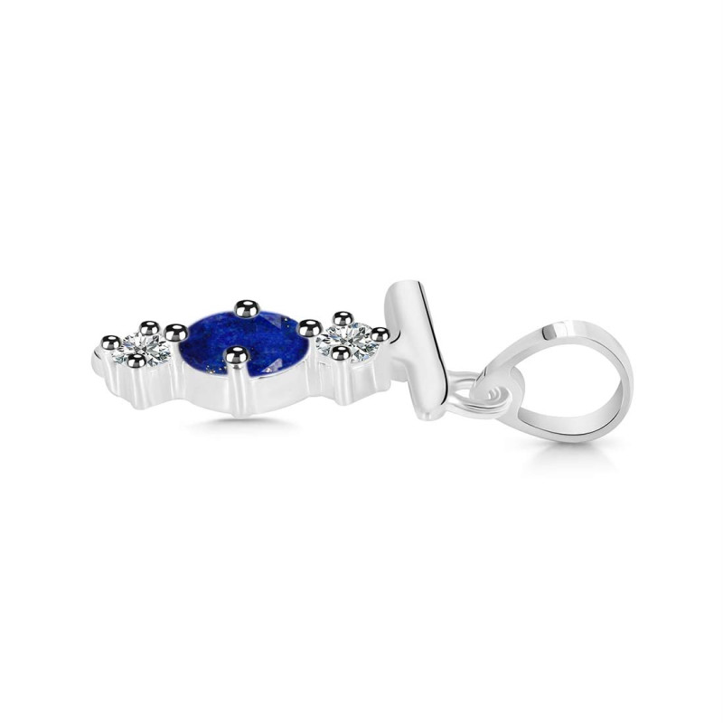 Lapis & White Topaz Alphabet T Pendant