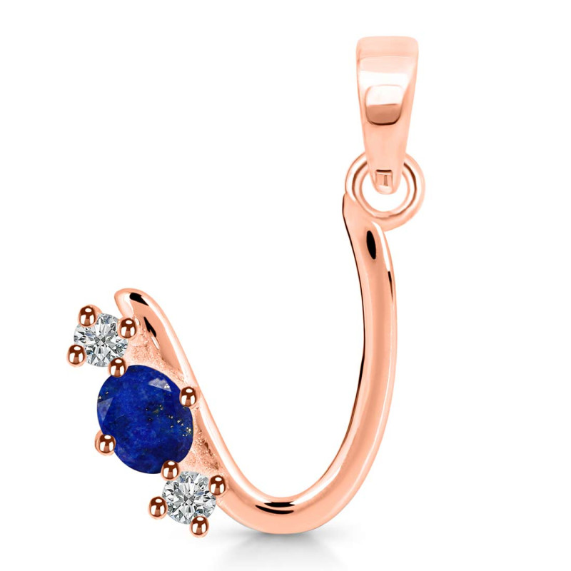 Lapis & White Topaz Alphabet U Pendant LLP-RDA-73.