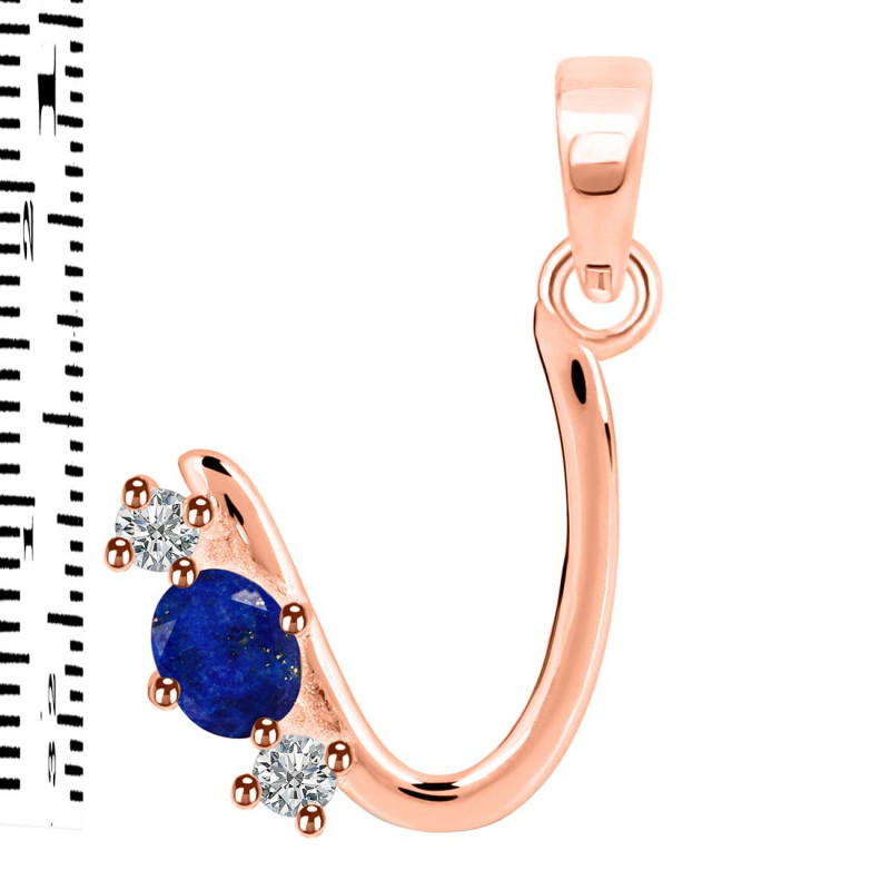 Lapis & White Topaz Alphabet U Pendant LLP-RDA-73.