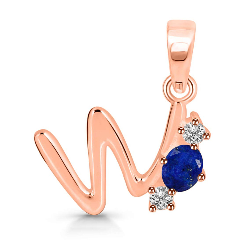 Lapis & White Topaz Alphabet W Pendant LLP-RDA-75.