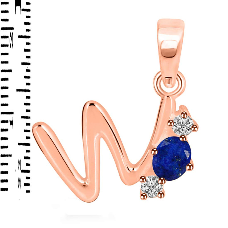 Lapis & White Topaz Alphabet W Pendant LLP-RDA-75.