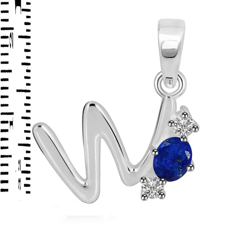 Lapis & White Topaz Alphabet W Pendant LLP-RDA-75.