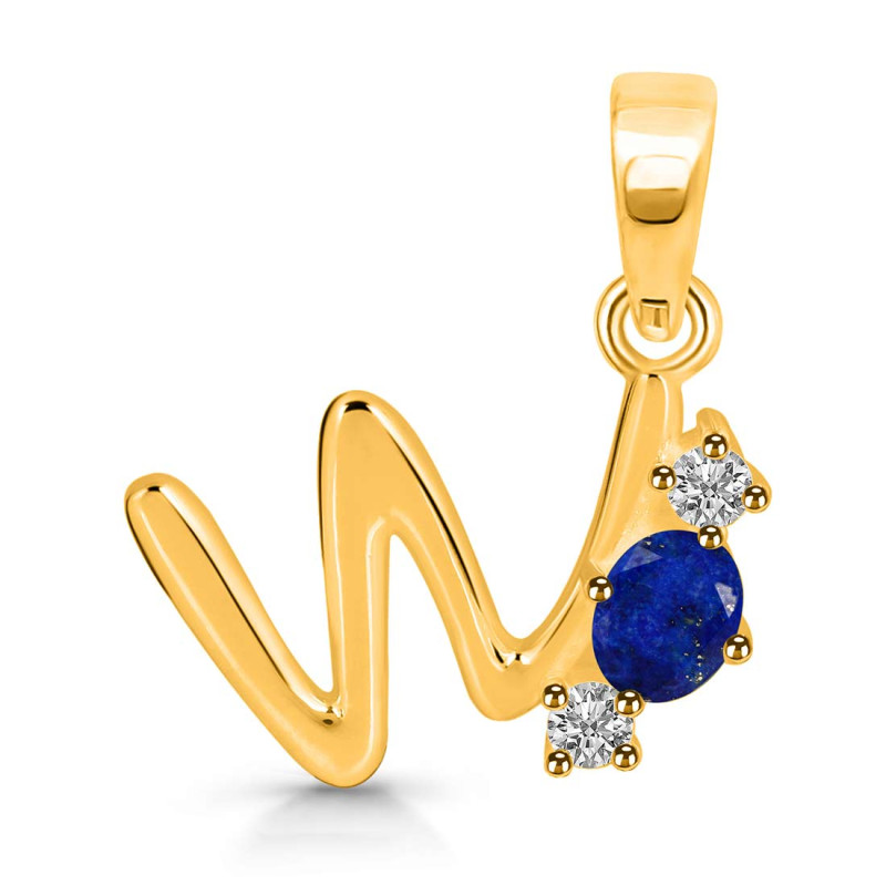 Lapis & White Topaz Alphabet W Pendant LLP-RDA-75.