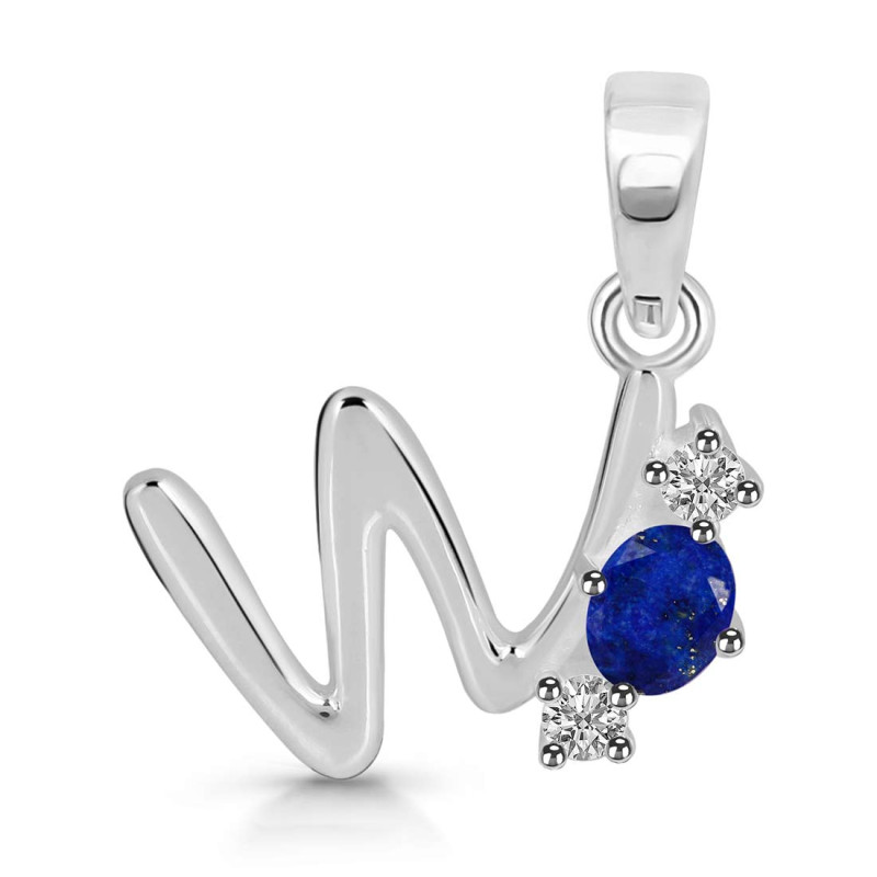 Lapis & White Topaz Alphabet W Pendant LLP-RDA-75.