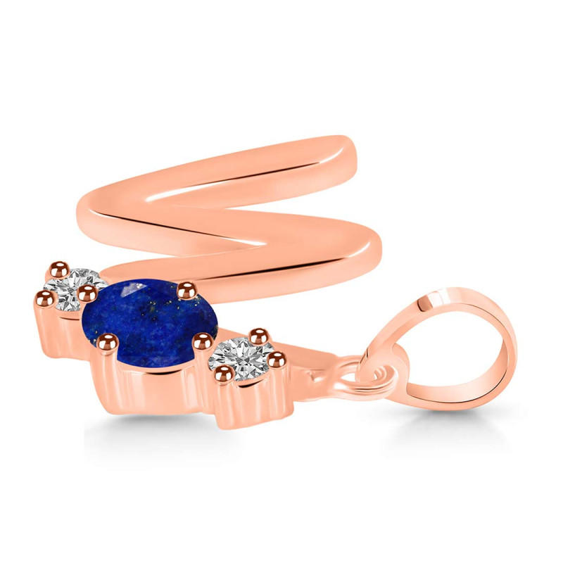 Lapis & White Topaz Alphabet W Pendant LLP-RDA-75.