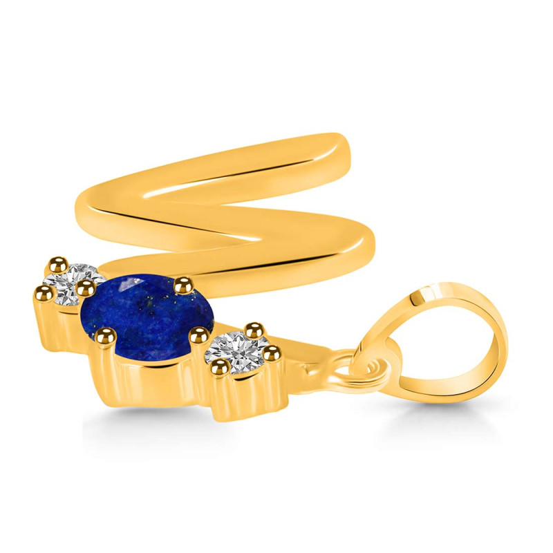 Lapis & White Topaz Alphabet W Pendant LLP-RDA-75.
