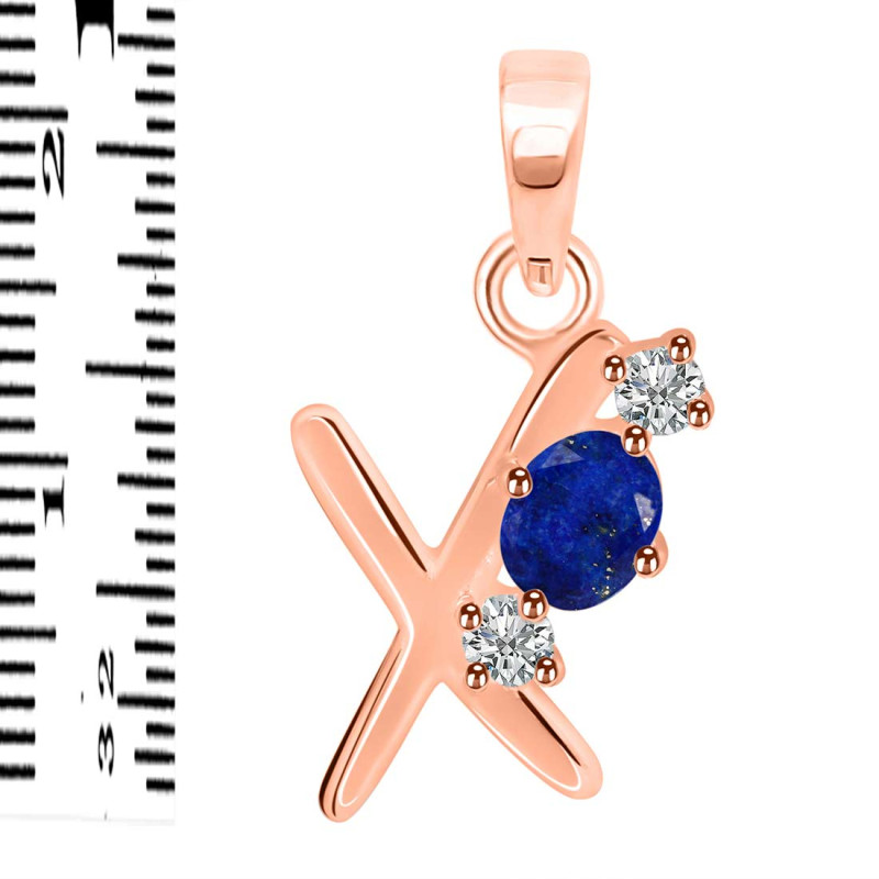 Lapis & White Topaz Alphabet X Pendant LLP-RDA-76.