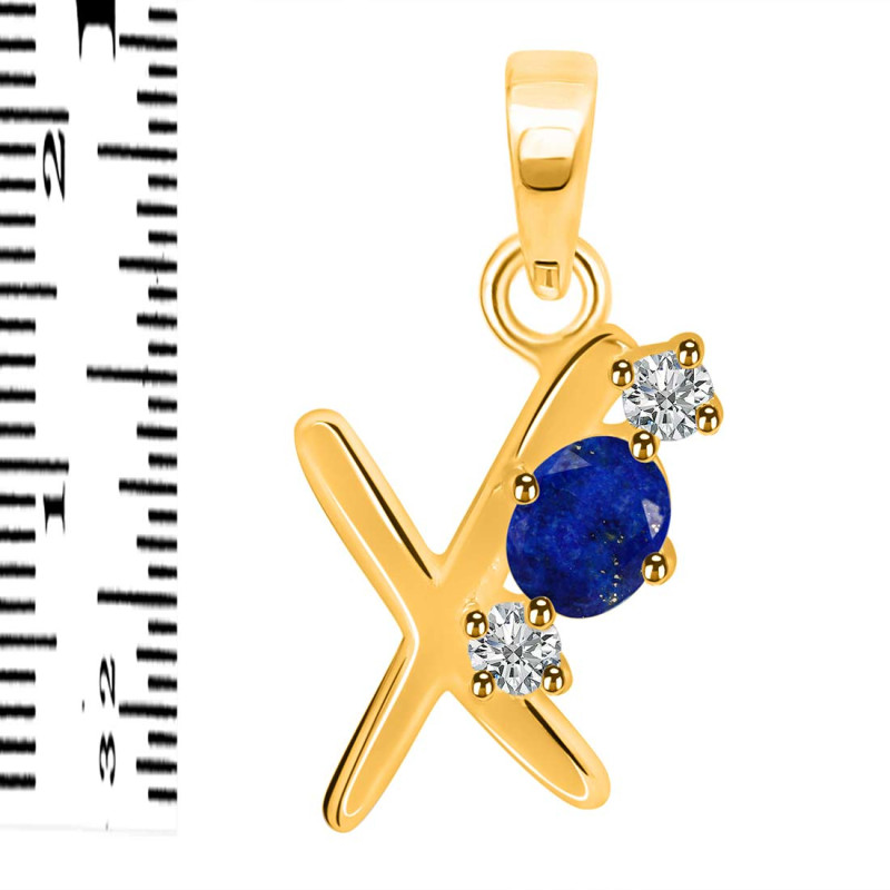 Lapis & White Topaz Alphabet X Pendant LLP-RDA-76.