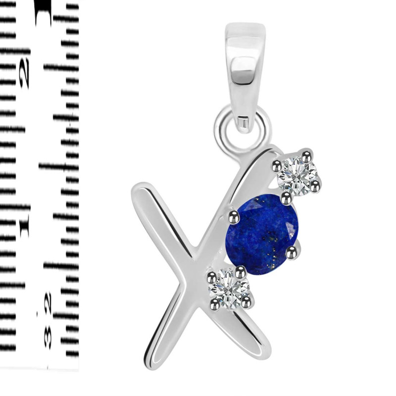 Lapis & White Topaz Alphabet X Pendant LLP-RDA-76.
