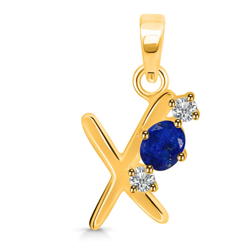 Lapis & White Topaz Alphabet X Pendant LLP-RDA-76.