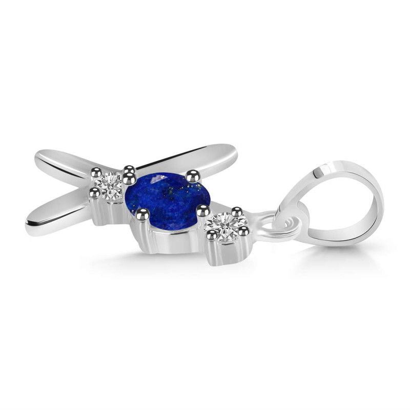 Lapis & White Topaz Alphabet X Pendant