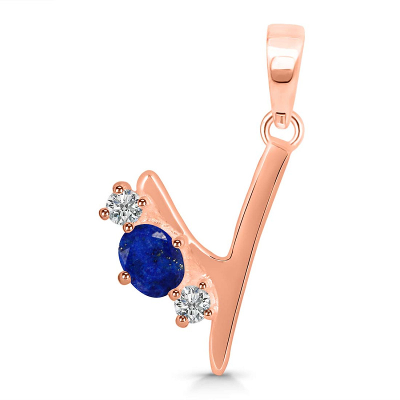 Lapis & White Topaz Alphabet Y Pendant LLP-RDA-77.