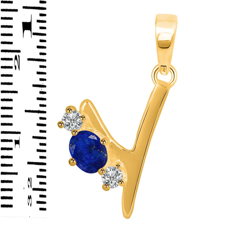 Lapis & White Topaz Alphabet Y Pendant LLP-RDA-77.