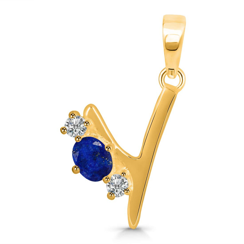 Lapis & White Topaz Alphabet Y Pendant LLP-RDA-77.