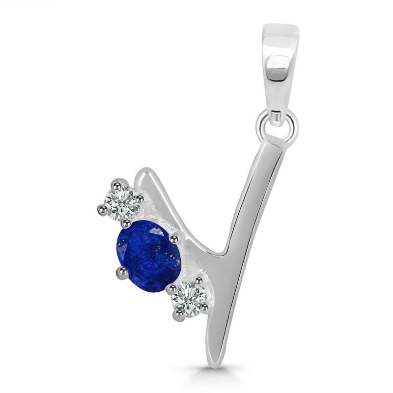 Lapis & White Topaz Alphabet Y Pendant LLP-RDA-77.