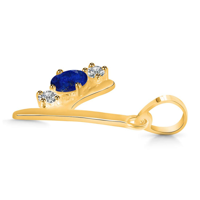 Lapis & White Topaz Alphabet Y Pendant LLP-RDA-77.