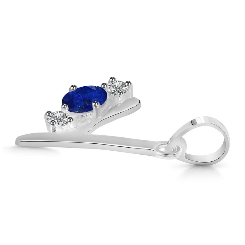 Lapis & White Topaz Alphabet Y Pendant