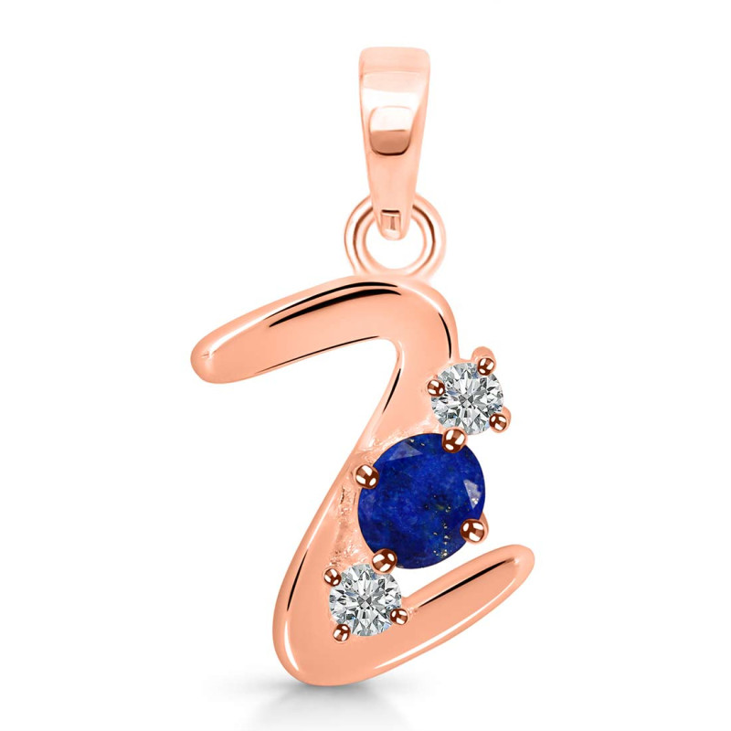 Lapis & White Topaz Alphabet Z Pendant LLP-RDA-78.
