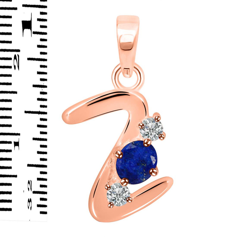 Lapis & White Topaz Alphabet Z Pendant LLP-RDA-78.