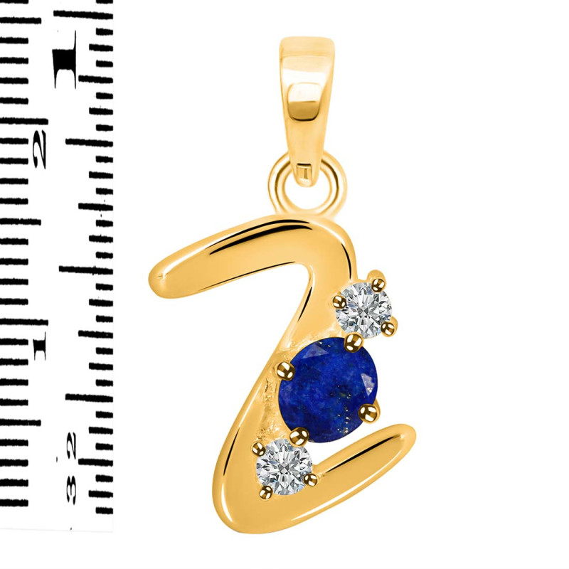 Lapis & White Topaz Alphabet Z Pendant LLP-RDA-78.