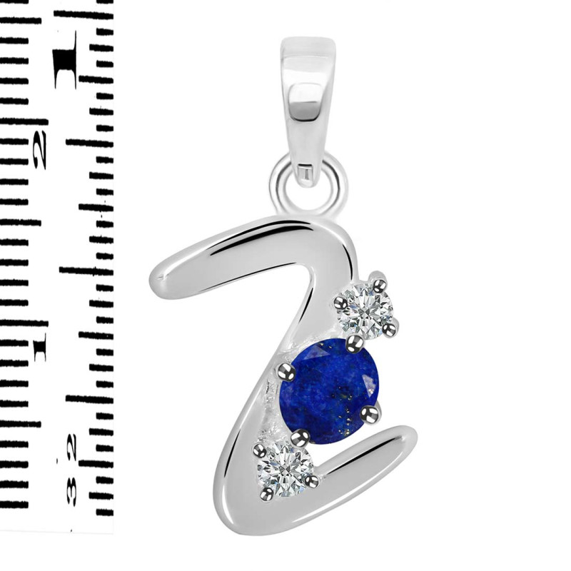 Lapis & White Topaz Alphabet Z Pendant LLP-RDA-78.