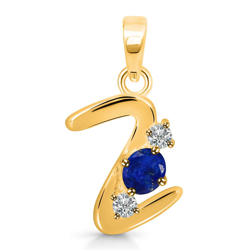 Lapis & White Topaz Alphabet Z Pendant LLP-RDA-78.
