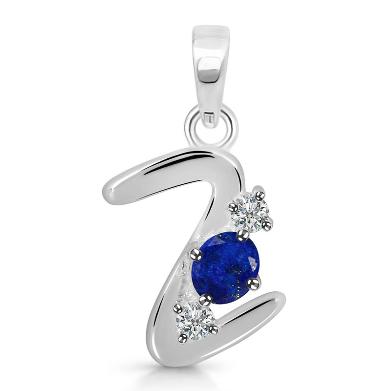 Lapis & White Topaz Alphabet Z Pendant LLP-RDA-78.