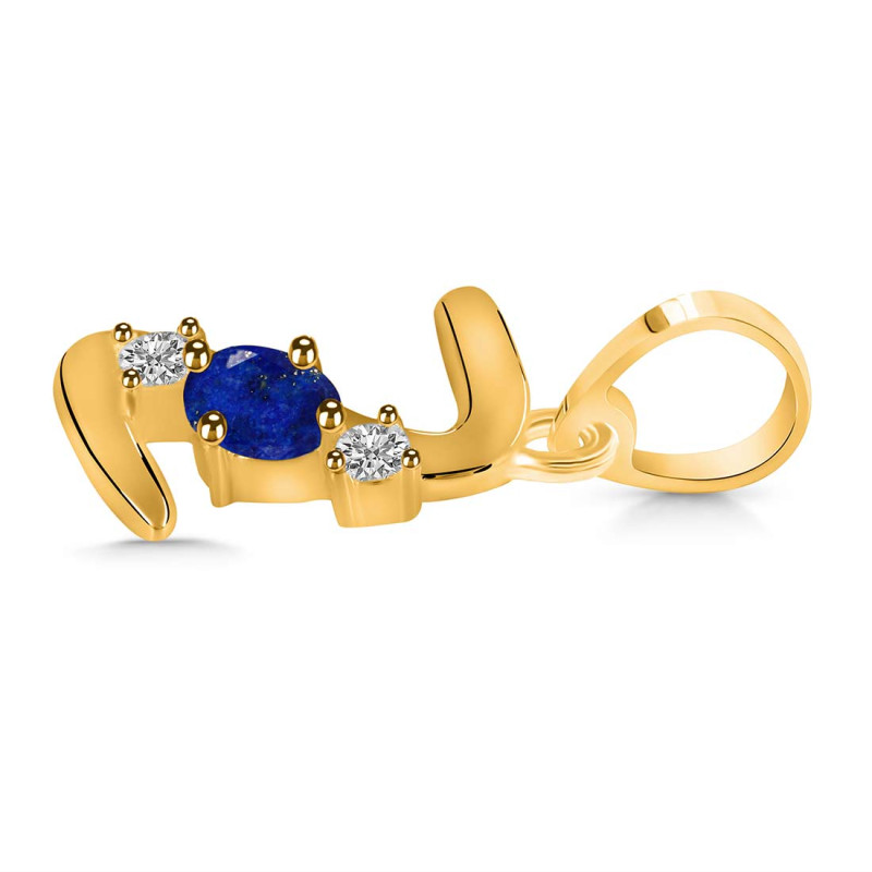 Lapis & White Topaz Alphabet Z Pendant LLP-RDA-78.
