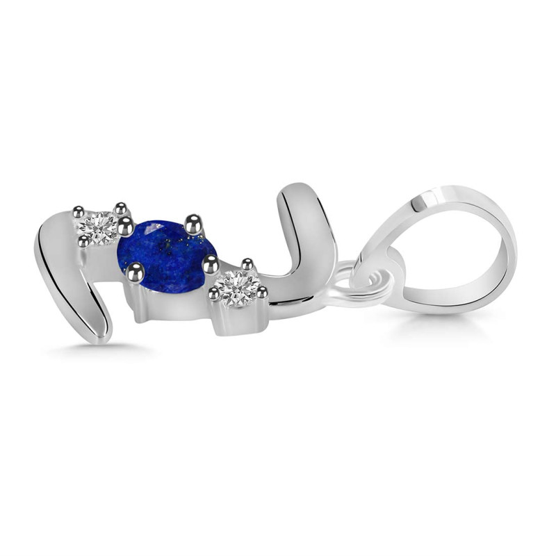 Lapis & White Topaz Alphabet Z Pendant
