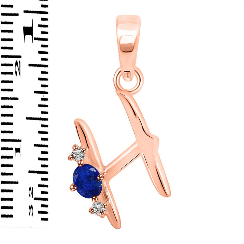 Lapis & White Topaz Alphabet H Pendant LLP-RDA-8.