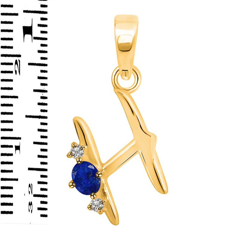 Lapis & White Topaz Alphabet H Pendant LLP-RDA-8.