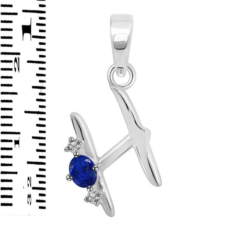 Lapis & White Topaz Alphabet H Pendant LLP-RDA-8.