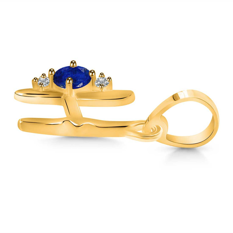 Lapis & White Topaz Alphabet H Pendant LLP-RDA-8.
