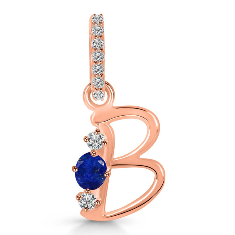 Lapis & White Topaz Alphabet B Pendant LLP-RDA-80.