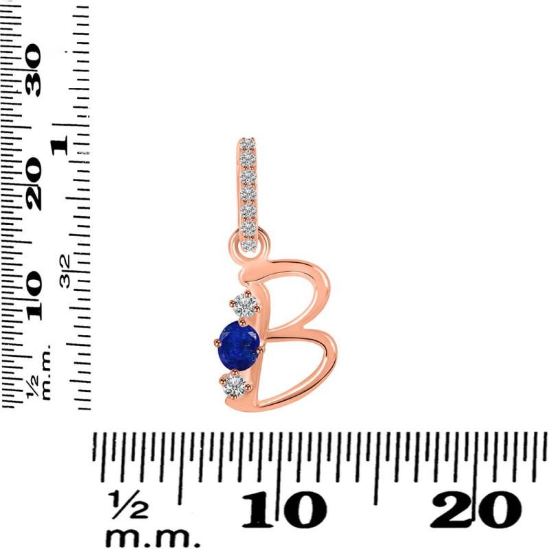 Lapis & White Topaz Alphabet B Pendant LLP-RDA-80.