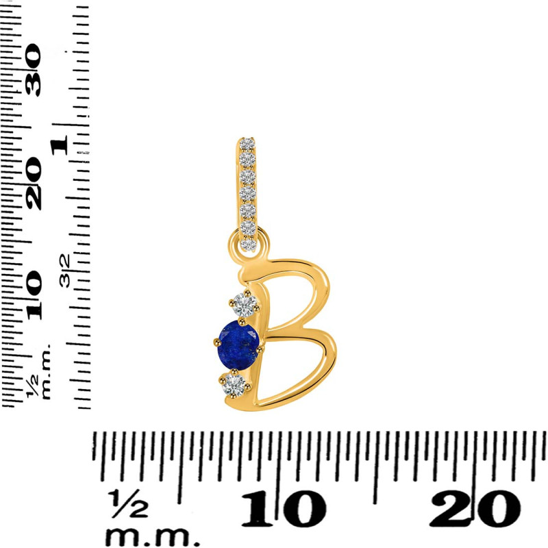 Lapis & White Topaz Alphabet B Pendant LLP-RDA-80.