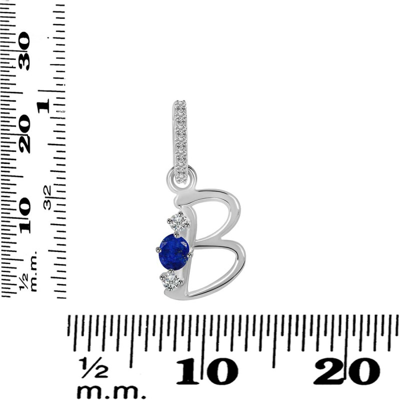 Lapis & White Topaz Alphabet B Pendant LLP-RDA-80.