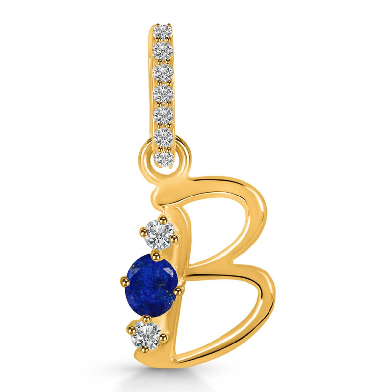 Lapis & White Topaz Alphabet B Pendant LLP-RDA-80.
