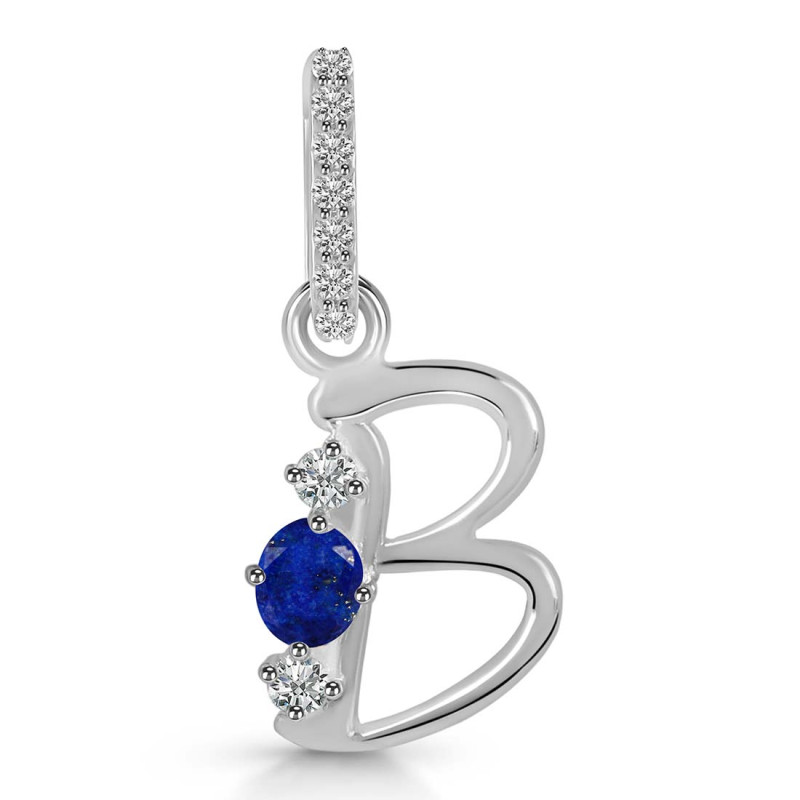 Lapis & White Topaz Alphabet B Pendant LLP-RDA-80.