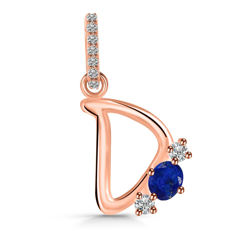 Lapis & White Topaz Alphabet D Pendant LLP-RDA-82.