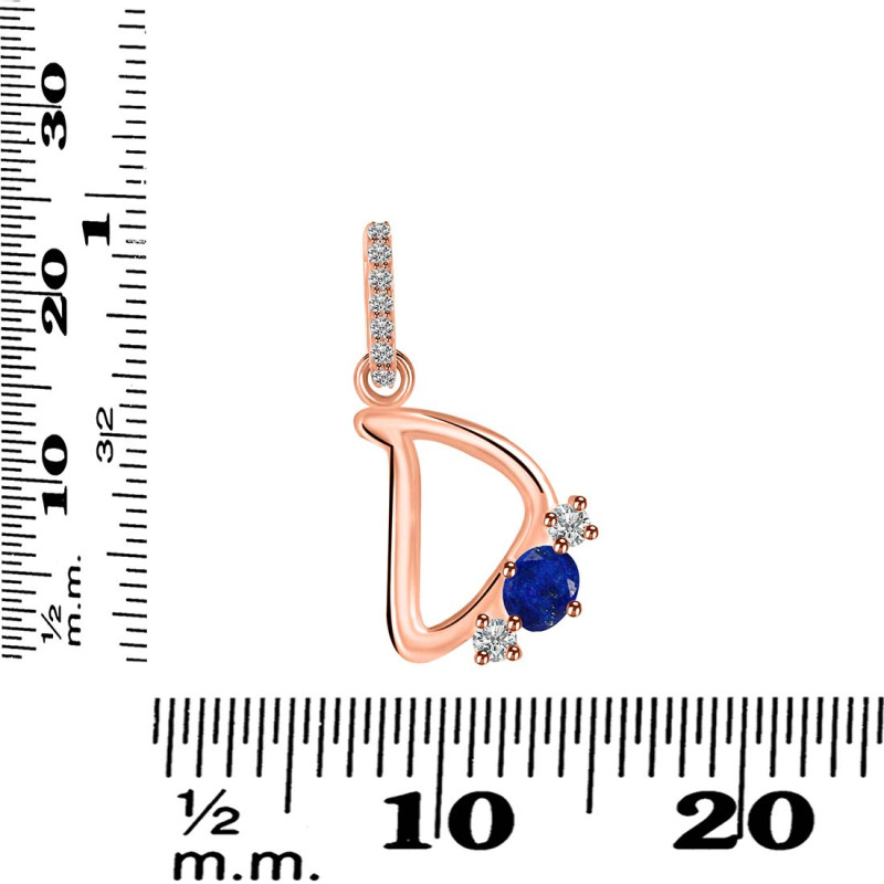 Lapis & White Topaz Alphabet D Pendant LLP-RDA-82.