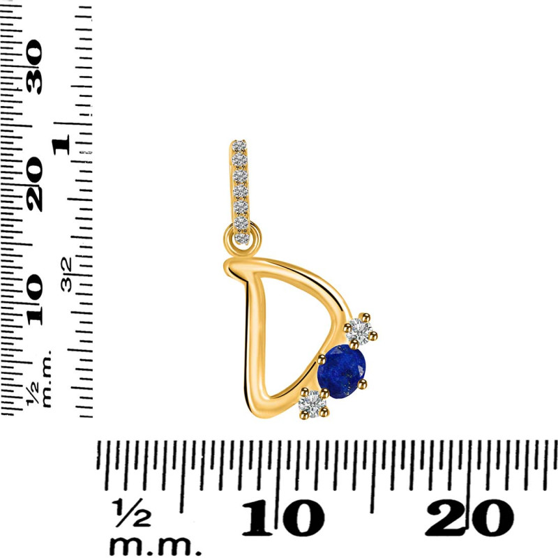Lapis & White Topaz Alphabet D Pendant LLP-RDA-82.
