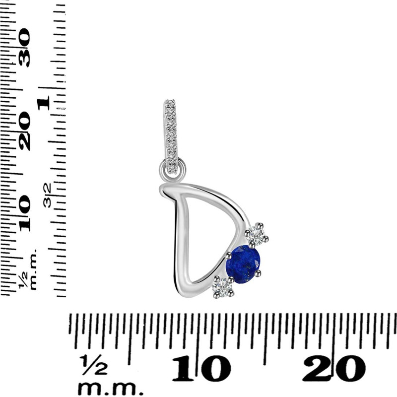 Lapis & White Topaz Alphabet D Pendant LLP-RDA-82.