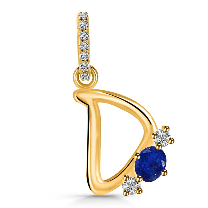 Lapis & White Topaz Alphabet D Pendant LLP-RDA-82.